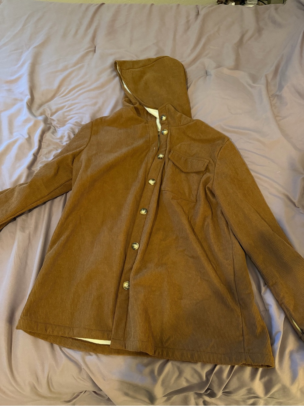 Women’s fleece lined Hooded Corduroy Jacket - XL